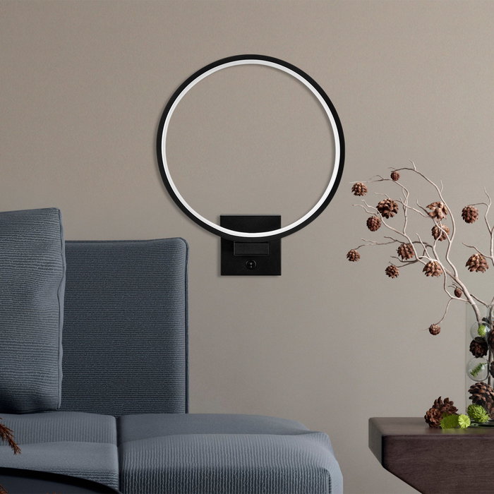 Opviq Halka - 13309 Lámpara de Pared Negra de Metal con LED Opviq Halka - 13309 Lámpara de Pared Negra de Metal con LED